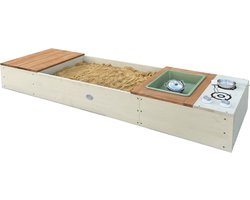 AXI Pippa Zandbak met speelkeuken en opbergbank 160 x 50 cm Beige/bruin – FSC 100% hemlock hout – Met Zand en Waterbak – Met 6-delige Speelgoed Kookset – Met Hoes en Grondzeil – 10 jaar garantie