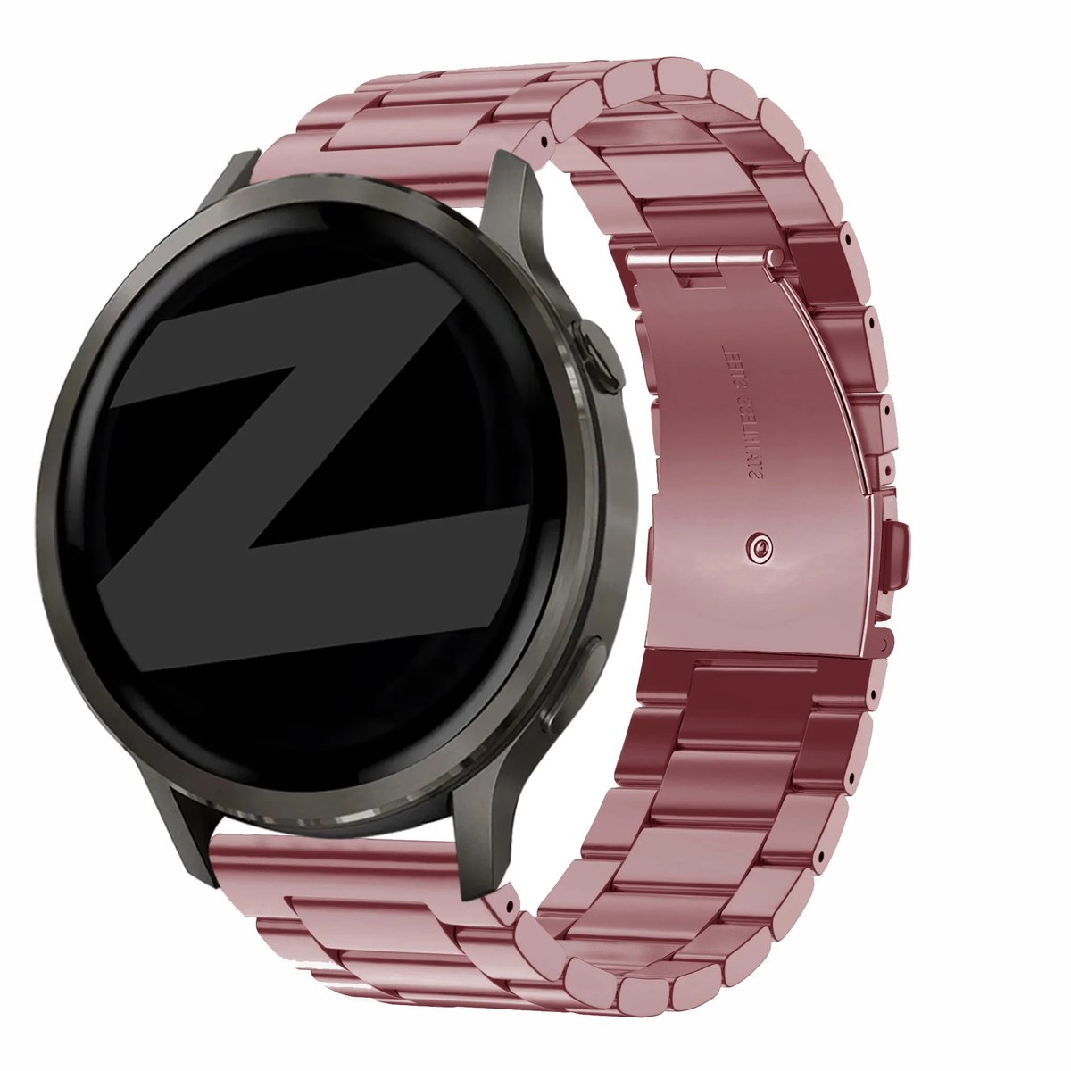 Bandz Stalen 'Classic' band geschikt voor Garmin Vivoactive 4s / Vivomove 3s / Venu 4 - 41mm / Venu 3s / Venu 2s / Forerunner 265s / Forerunner 255s - Roze