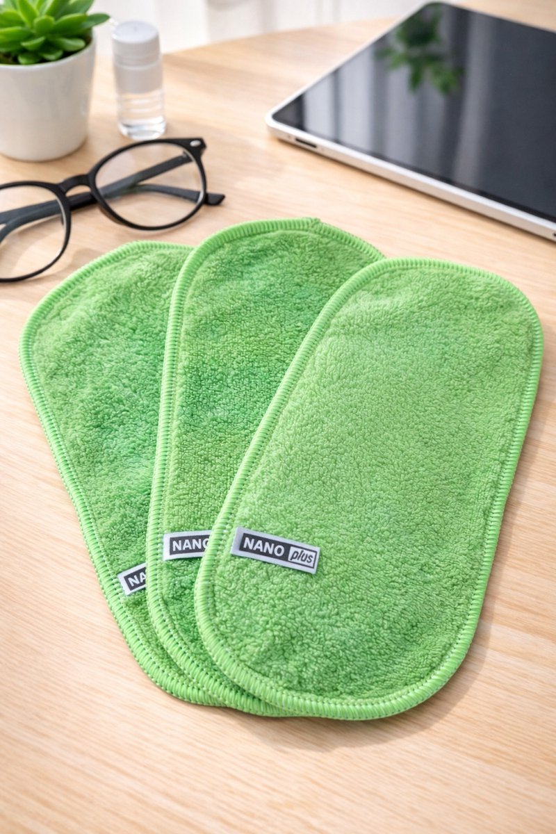 3x Nanoplus Brillendoekjes/Nanodoek/Brilpoetsdoekjes/Groen