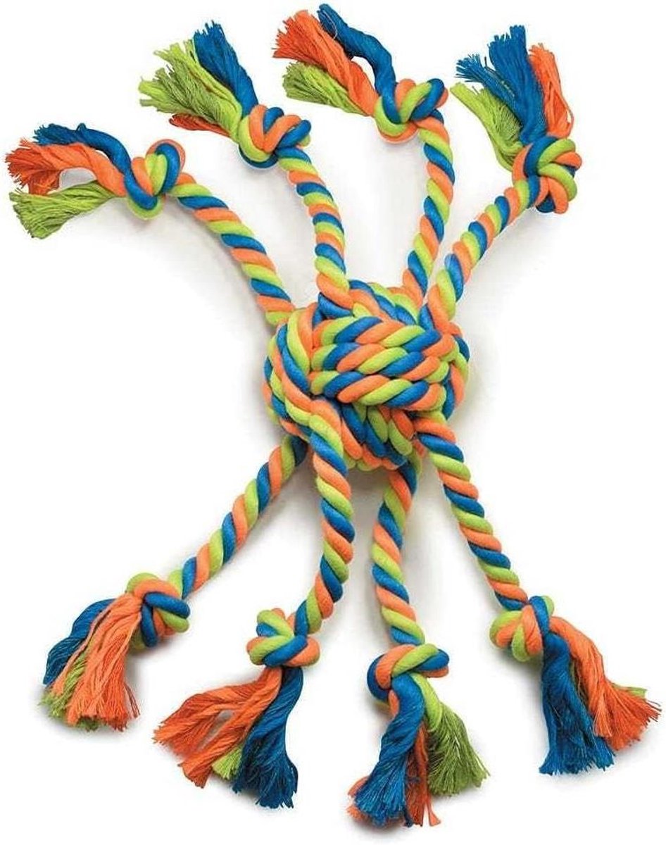 Honden Touw Speelgoed - Touw voor hond - Trekken en kauwen - Veilig polykatoen materiaal - 30 cm - Multicolor