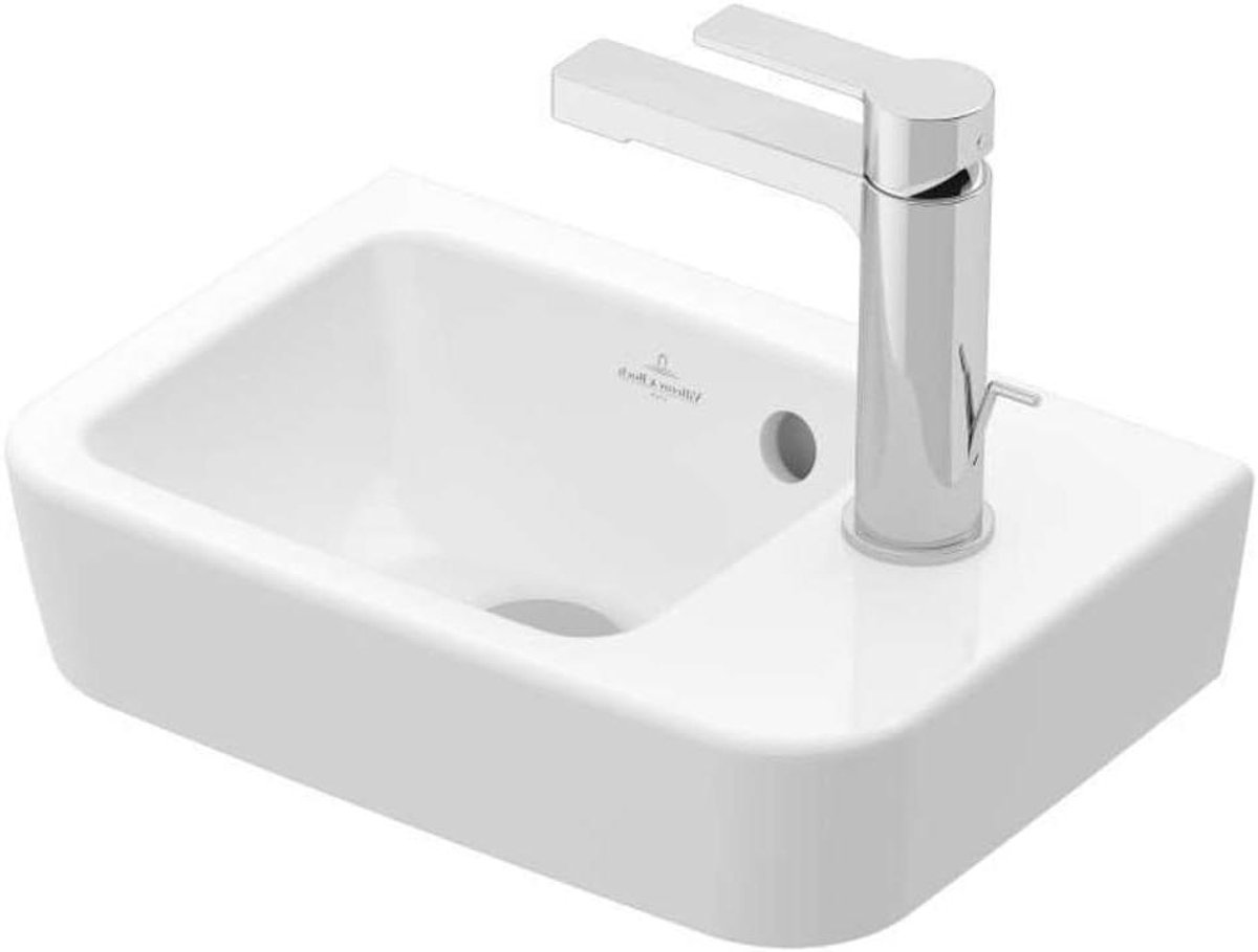 Wastafel met kraangat - Fonteintje - Kleine ruimtes - Keramiek - 36x25 cm - Wit