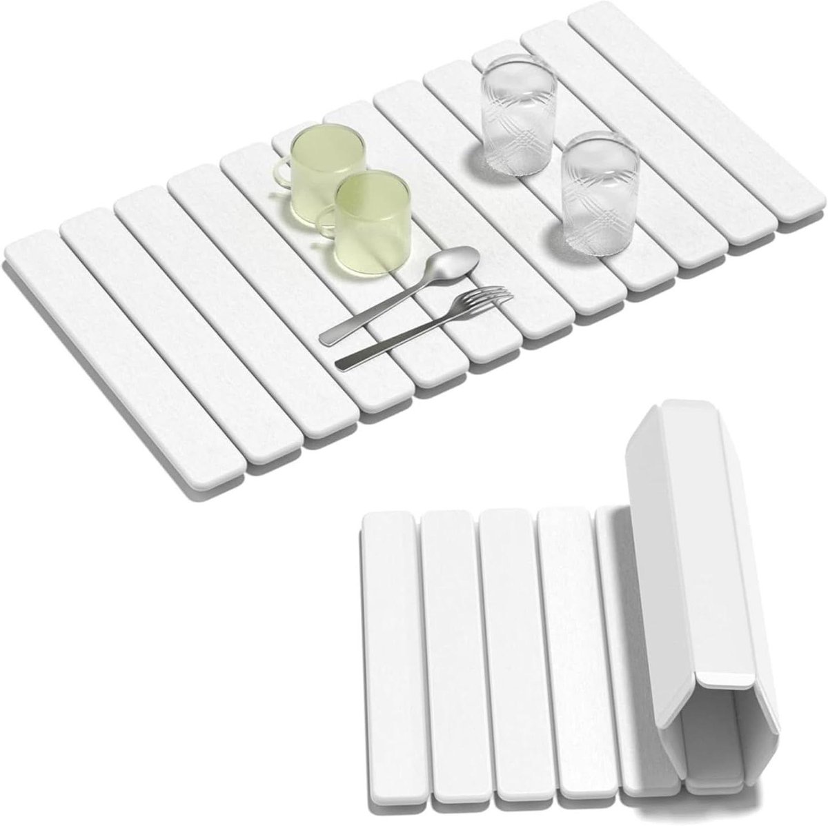 Droogtapijt Steen - Absorberende Mat - Keuken Afruimen - Antislip Ontwerp - 40 x 30 cm - Wit