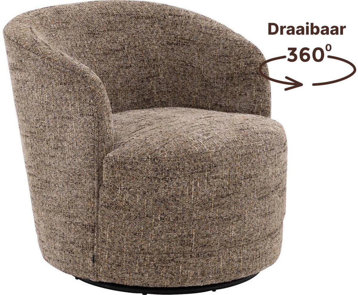 Goossens Fauteuil Milk - Stof - Bruin