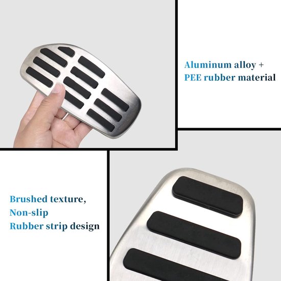 Pedaalhoezen Set - Auto Pedaal Covers - Verbeterde Grip - Aluminium Anti-slip - Automatische Transmissie - Zilver van Merkloos — afbeelding 2