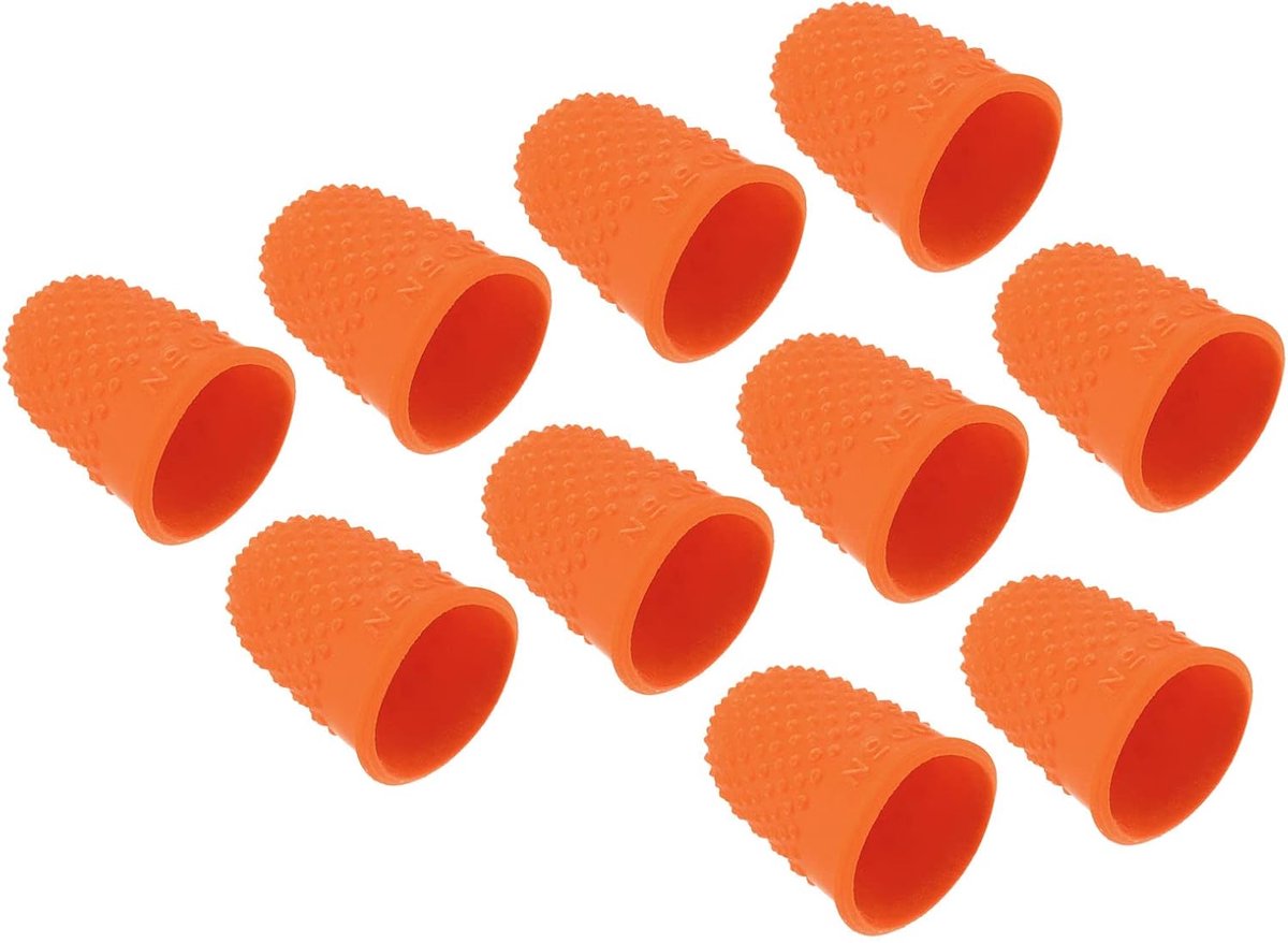 Rubber Fingertips - 10pcs Silicone Thumb Fingertip Protective Covers - Thimble Grips voor Kantoor - Tellen - Naaien - Oranje XS Maat - Handbescherming - Handcomfort