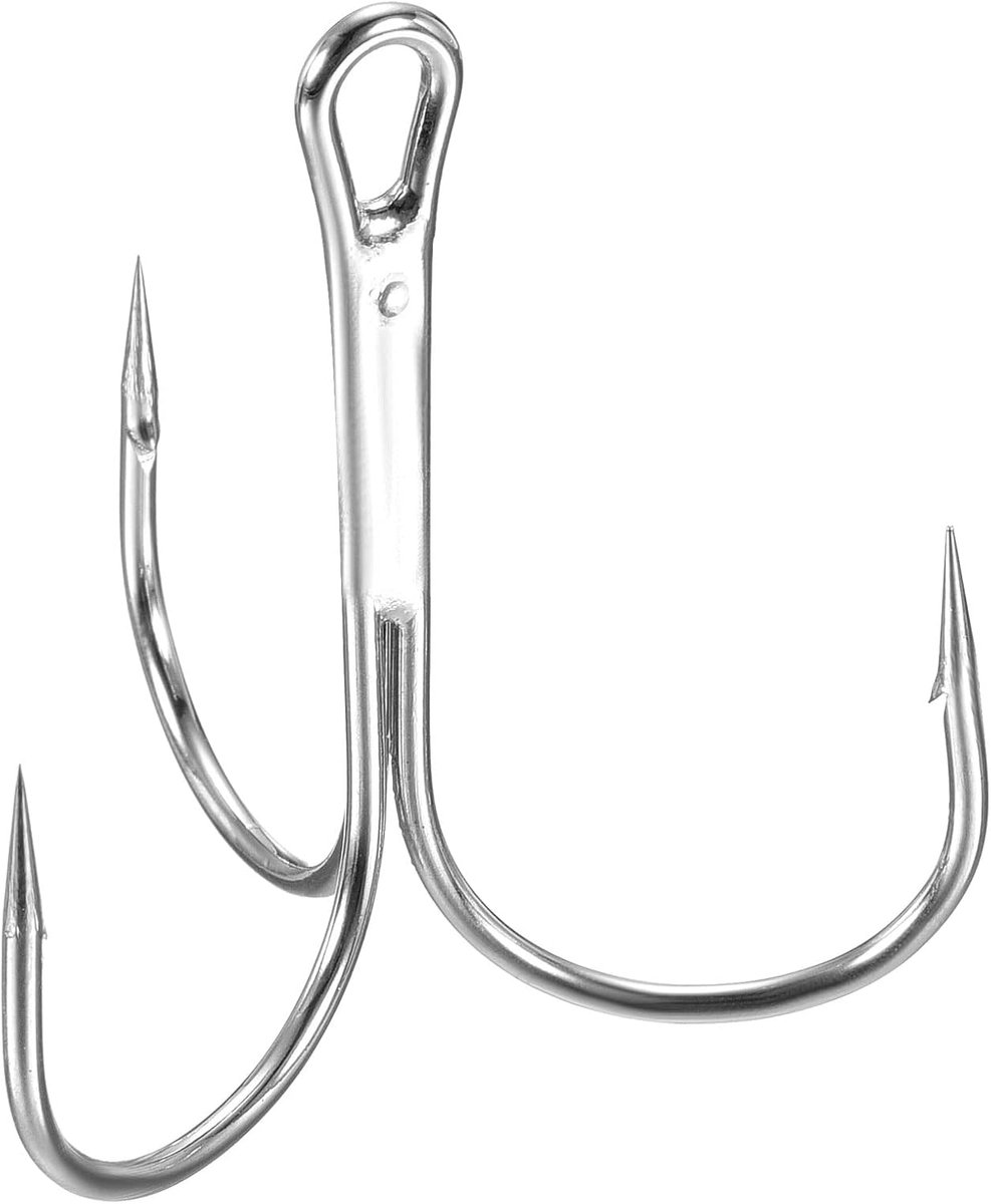 5/0# Treble Fish Hooks - 50 Pack - 1.7" L - Carbon Steel - Sharp Round Bend Hook - Triple Barbed Hook - voor Freshwater en Saltwater - Vissen Accessoires - Hengelsport