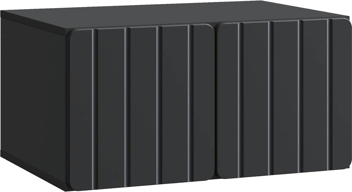vidaXL - Wandmontage - TV-kast - 59,5 - x - 41 - x - 30 - cm - Zwart - Bewerkt - hout