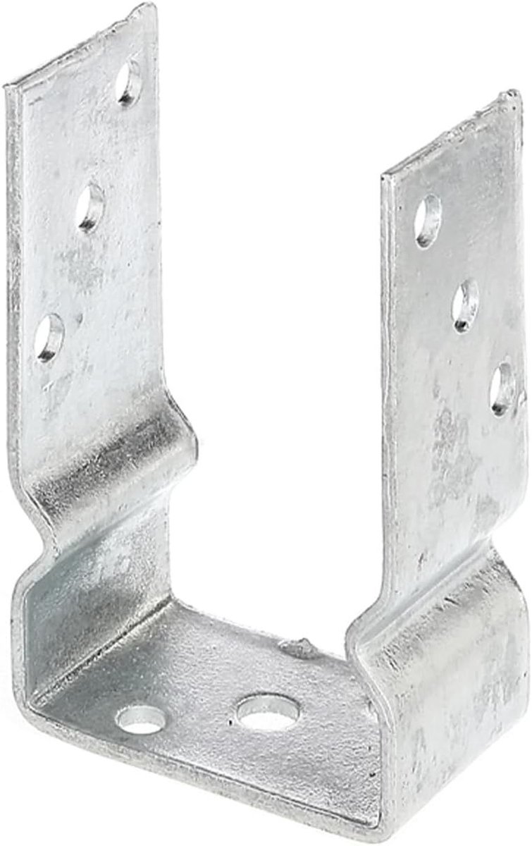1x U-vormige paalsteun, vrije breedte 91 mm, totale lengte 150 mm, thermisch verzinkt staal, paalsteun voor vastschroeven of betonneren, U-profiel staal, grondanker, balkdrager