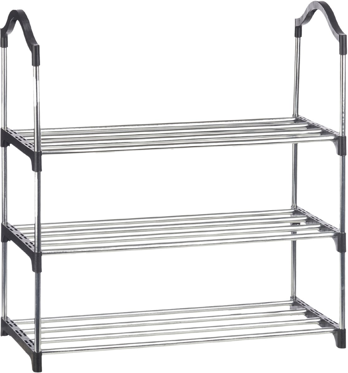 Kipit Schoenenrek - zwart - 3 niveaus - 39 x 15 x 60 cm - opbergrek - schoenenkast