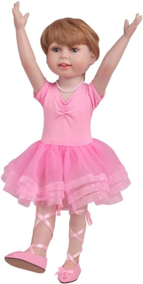 Poppenkleding Balletjurk - Lace Outfit - Poppen Aankleden - Speciaal Ontworpen - 45 cm Pop - Roze — afbeelding 4