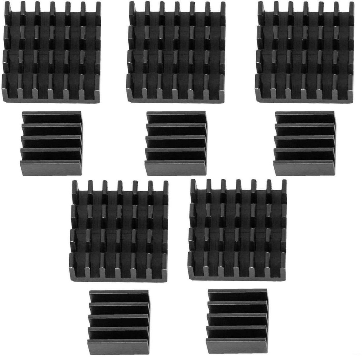 Aluminium Koellichamen - Passieve Koeler - Raspberry Pi Koeling - Speciale Kleeffolie - Set van 2 - Zwart