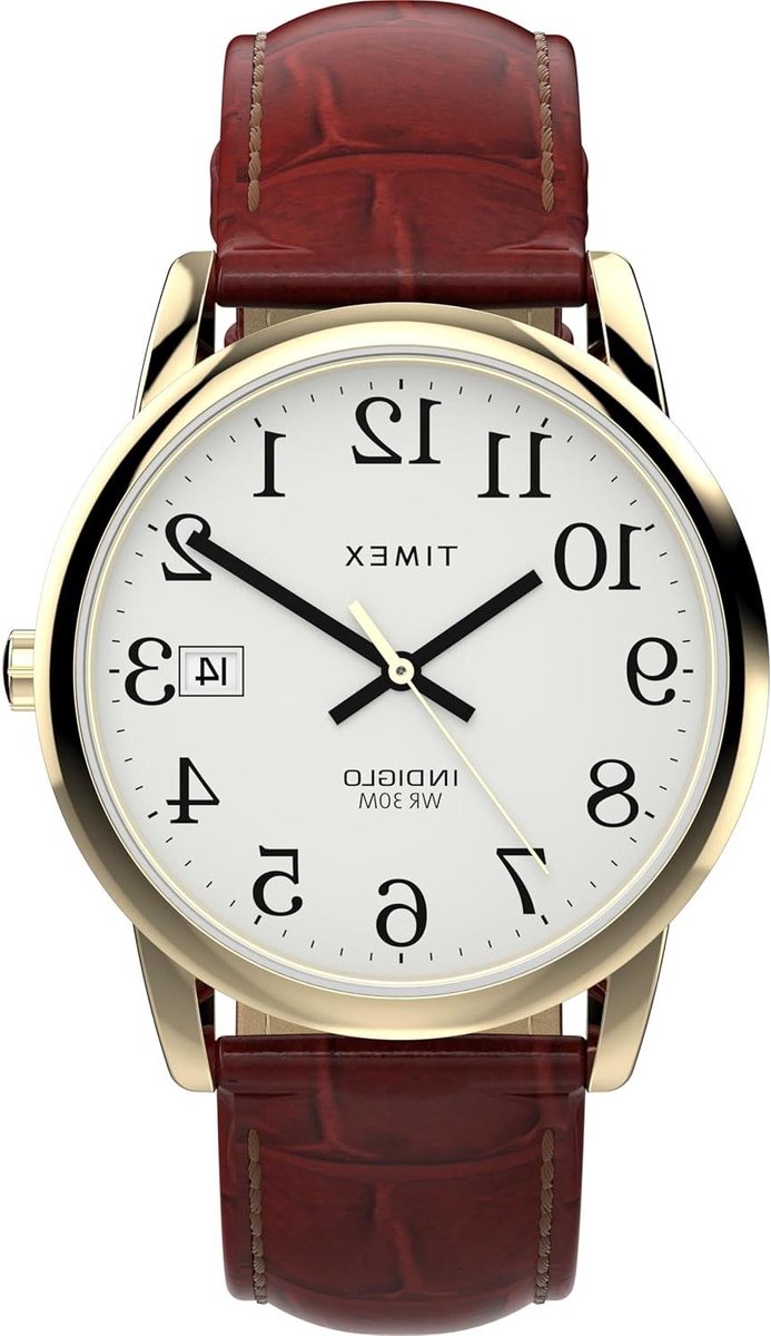 Heren Horloge - Klassiek polshorloge - Dagelijks gebruik - Gouden kast - 35mm kast - Wit met bruin