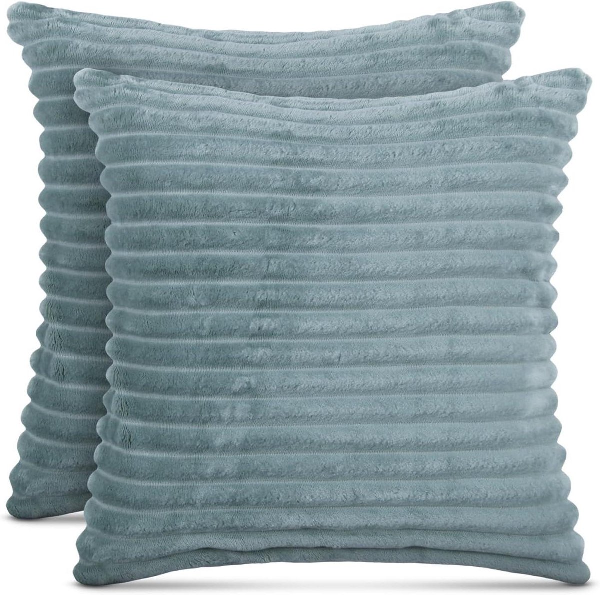 Sofakussens Corduroy Look - Bankkussens Sierkussens - Ontspannen Zitten Lezen - Afneembare Hoes Ritssluiting - 50x50cm 2 Stuks - Grijsgroen