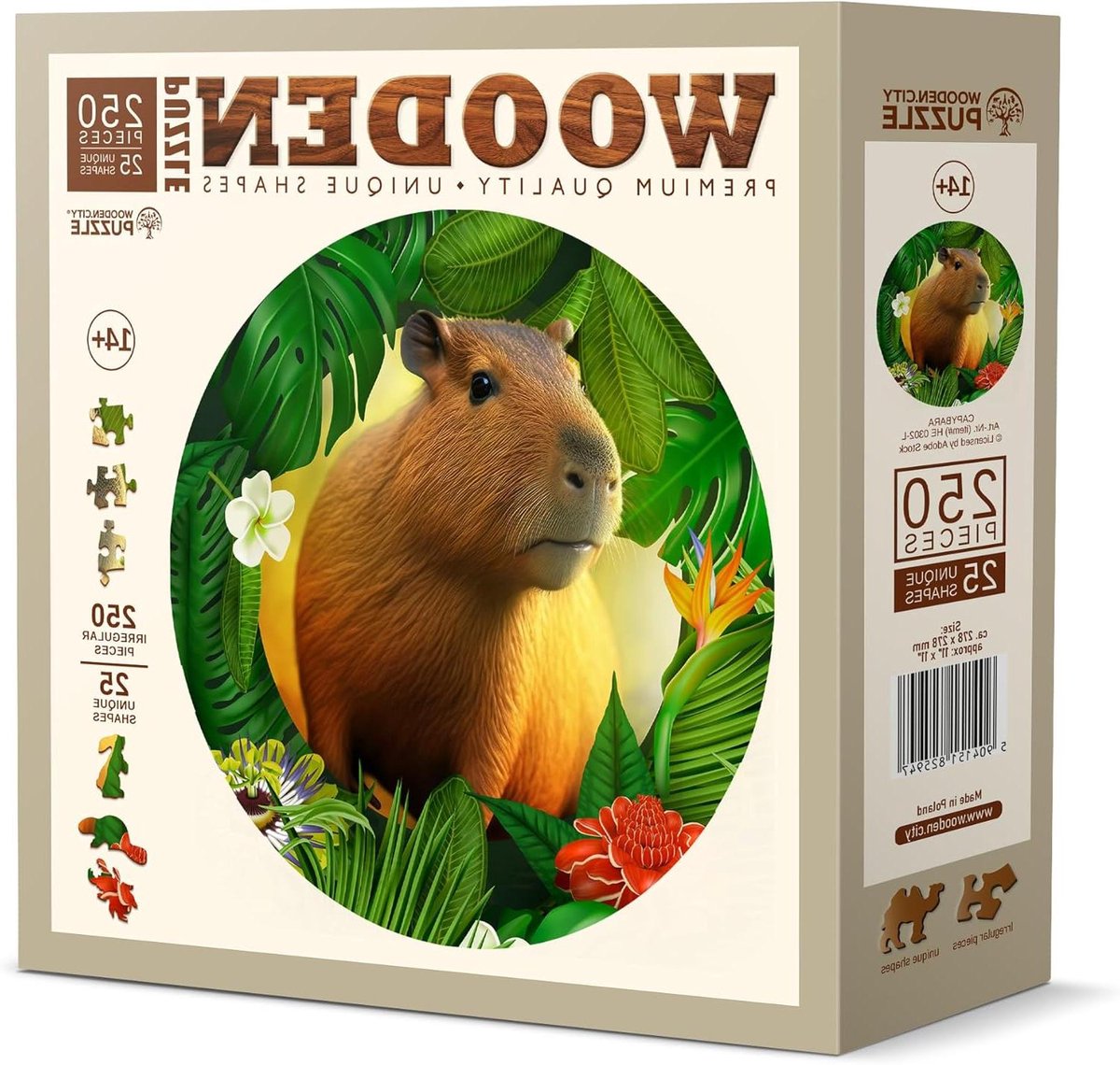 Houten Puzzel - Mozaïek Hout - Ontspannend Tijdverdrijf - Dieren Vorm Stukjes - 250 Stukjes - Capybara