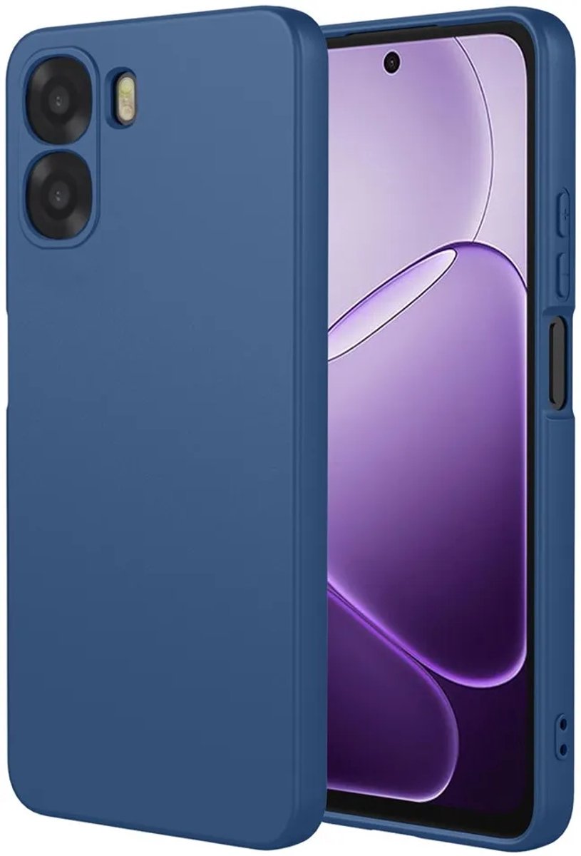 Hoesje geschikt voor Oppo A6x - Phonesta Soft Silk Silicone Back Cover - Donkerblauw