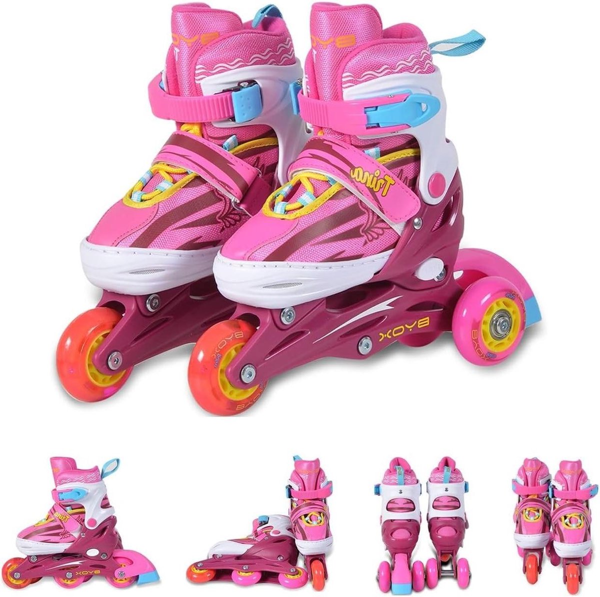Kinderskeelers - Verstelbare rolschaatsen - Leren skeeleren - 3 Wiel configuraties - Maat 30-33 - Multicolor
