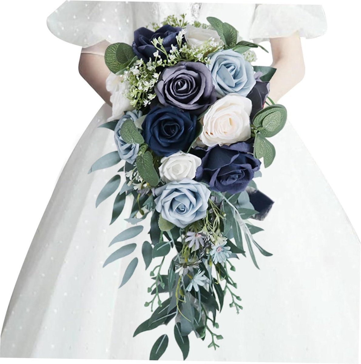 Bruidsboeket - Bruiloft bloemen - Bruiloft decoratie - Elegant druppelvorm ontwerp - 45 x 22 cm - Blauw