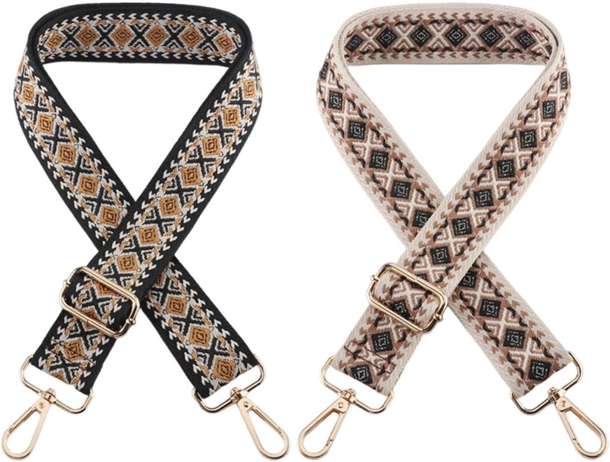 Verstelbare schouderbanden voor crossbody tas, kleurrijke boho-stijl, 2-delige set, ideaal voor dagelijks gebruik en modeaccessoires