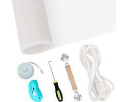 Reparatieset Horren - Raamgaas Deurgaas - Scherm Herstellen - Compleet Glasvezel - 59 x 106 Inch - Wit