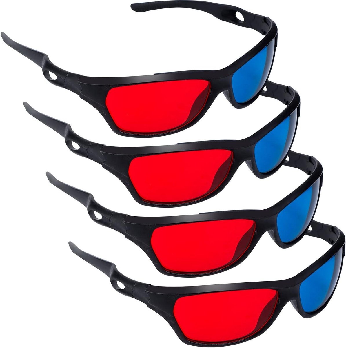 3D-bril - Kijkbril Anaglyph - 3D Films Kijken - Rood-Cyaan Hars Lens - 15.5 cm Breed - Zwart