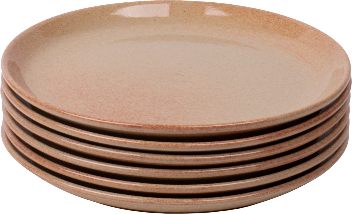 Set van 6 ontbijtborden - 22 cm - Maia - zandkleurig - Portugees stoneware
