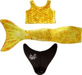 Mermaid Sisters Zeemeermin Staart Set voor Meisjes - Geel - Maat 134-146 - Monovin & Bikini Zeemeermin Zwemkleding