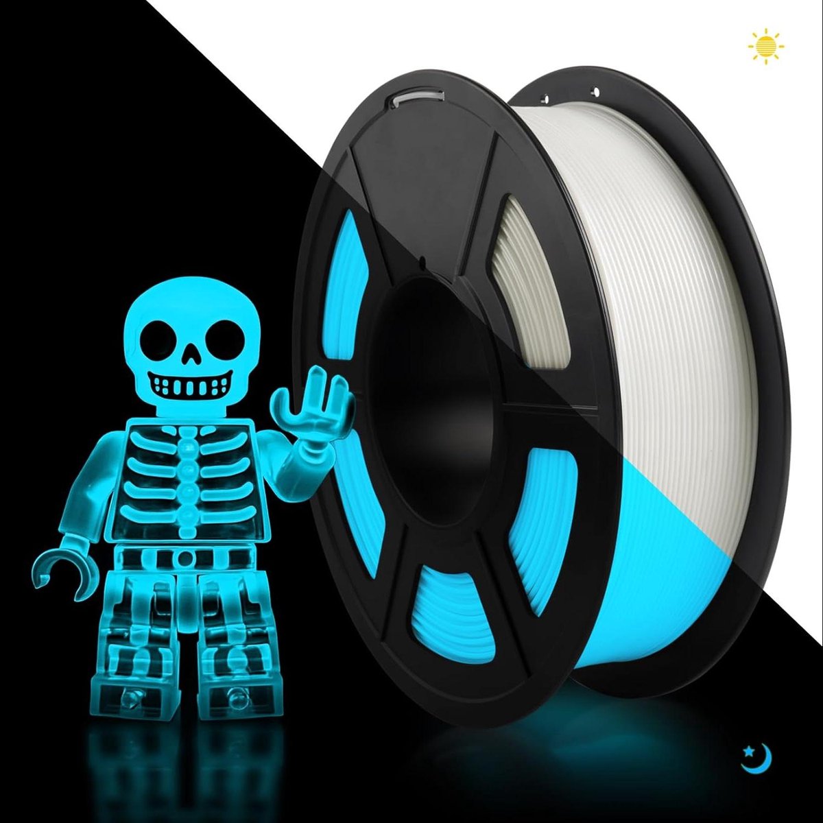 3D Printer Filament - PETG Spoel - Objecten Printen - Licht op in donker - 1.75 mm 1 kg - Lichtblauw