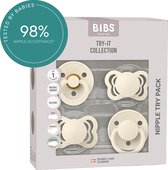 BIBS Speen, verpakking van 4 stuks. Proefpakket om uit te proberen. BPA-vrij, Ronde, symmetrische en anatomische speen. Natuurlijk rubberlatex, Gemaakt in Denemarken. 0+ maanden (Verpakking 4 stuks), Ivory