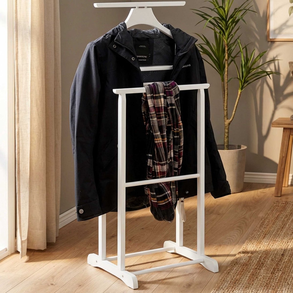 Kledingrek Met Broekenhanger | Wit