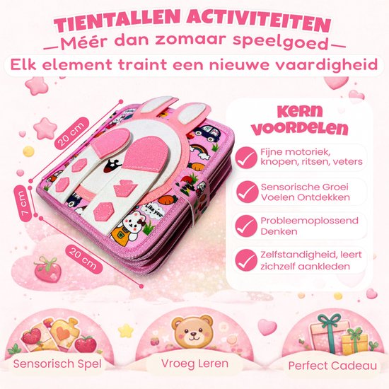 Kiyouti Busy Board Konijn - Montessori Activiteitenboek - Sensorisch Speelgoed van Merkloos — afbeelding 2