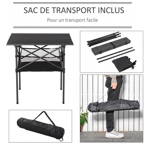 Opvouwbare Campingtafel - Inklapbare Tafel - 70x70x69 cm - Lichtgewicht en Duurzaam - Kampeertafel - Inclusief Draagtas - Voor Tuin, Balkon, Strand & Kamperen - Zwart — afbeelding 5