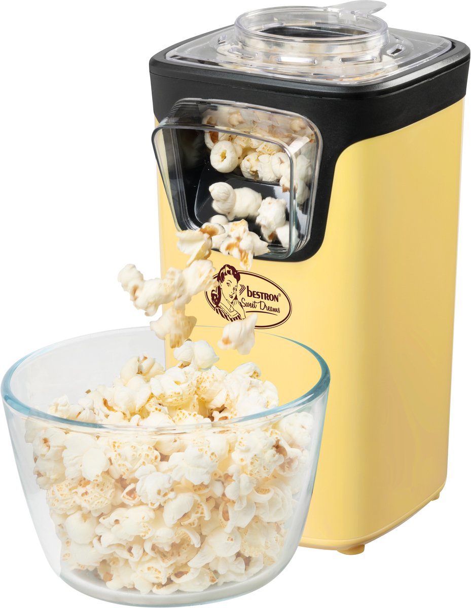 Bestron Popcorn machine - APC200V - popcornmaker - Incl. 10 popcorn zakken - Klaar in 2 min - Geel