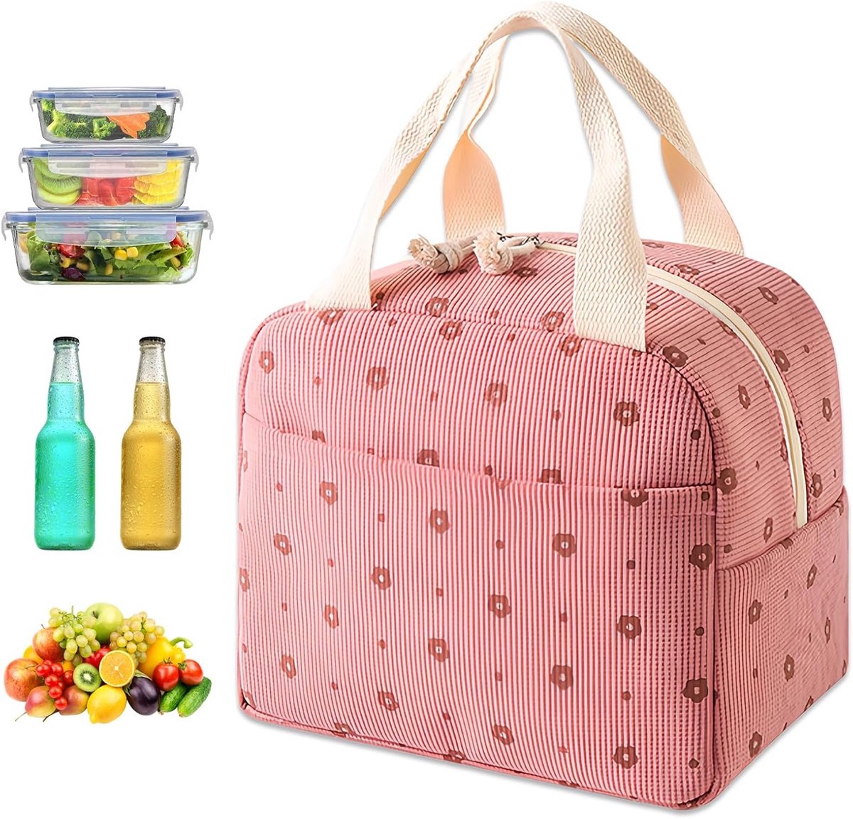 Thermal Lunch Bag - Kleine Geïsoleerde Lunchtas - Cooler Bag voor Vrouwen - Draagbare Lunchtas - Thermische Tas voor Voedsel - Kleine Koeltas voor Maaltijden - School - Kantoor - Picknick