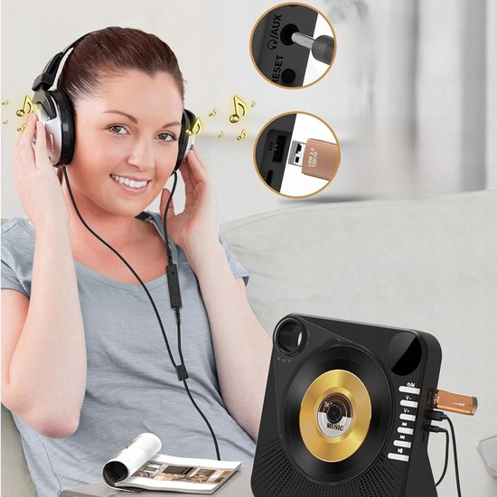 CD-speler - Draagbare Bluetooth-luidspreker - 4000mAh Batterij & Bluetooth 5.0 - Transparant Schuifdeksel & Afstandsbediening - Slaaptimer & Herhaalfunctie - Voor Thuis & Onderweg van Merkloos — afbeelding 3