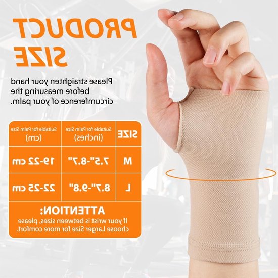 Elastische Pols- en Handbandage voor Spierspasmen, Compressie Polssteun bij Artritis en Carpaal Tunnel Syndroom - Geschikt voor Links of Rechts (M) — afbeelding 5