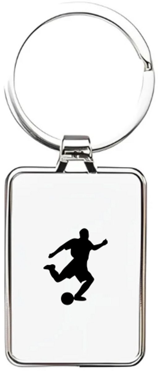 Hacebo® - Voetbal sleutelhanger rechthoekig - Voetbal - Beste voetballer - sleutelhangers - voor jongens en meisjes - sport - bal - cadeau - rechthoekige sleutelhanger - 3 x 7.8 CM