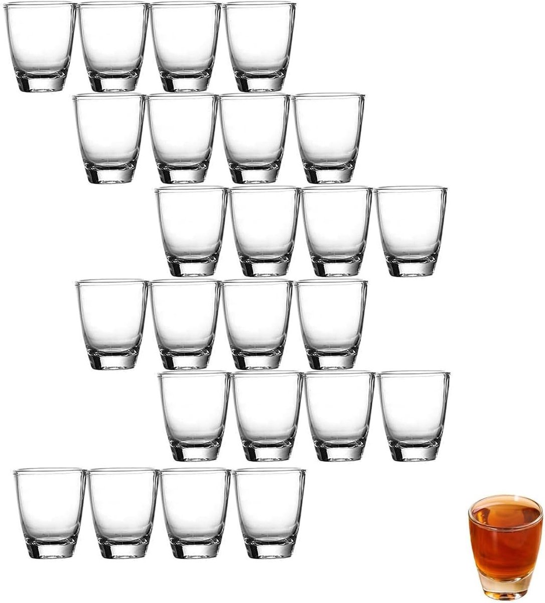 Set van 24 stevige shotglazen van 35ml - Doorzichtige liqueurglazen, vaatwasmachinebestendig, ideaal voor feesten en bars