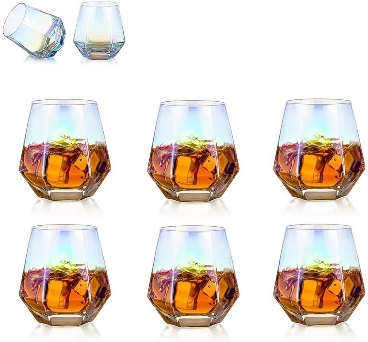 Whiskey glazen set van 6 - Water - Sap tumbler - Gekanteld scotch glas - 300 ml - Whisky glas - Modern look - Glaswerk voor bourbon - Rum - Bar tumbler