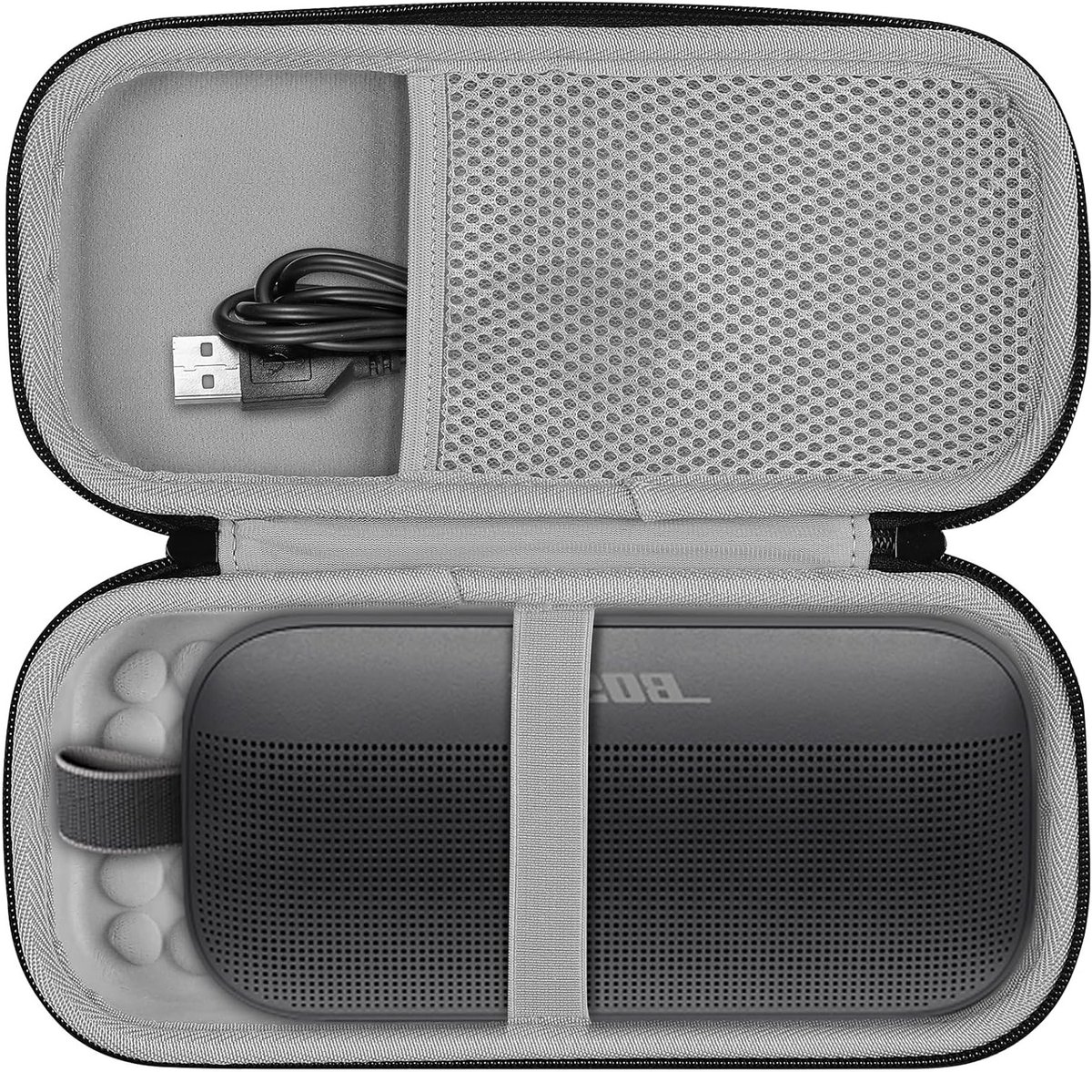 Draagbare Hardcase voor SoundLink Flex Draadloze Speaker en Accessoires - Bescherming en Opslag voor Reizen, Zwart