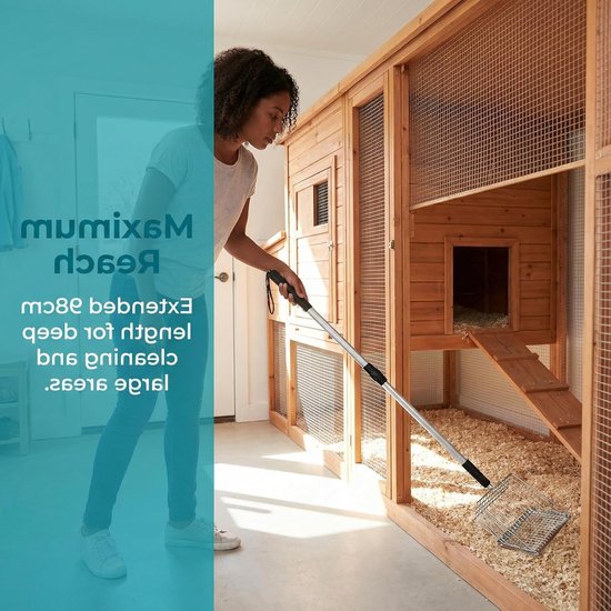 Hark shovel voor kattenbakvulling en kippenmest met lange handgreep, verstelbare lengtes 55.5/84/98 cm, ideaal voor dierenliefhebbers en tuinieren — afbeelding 4