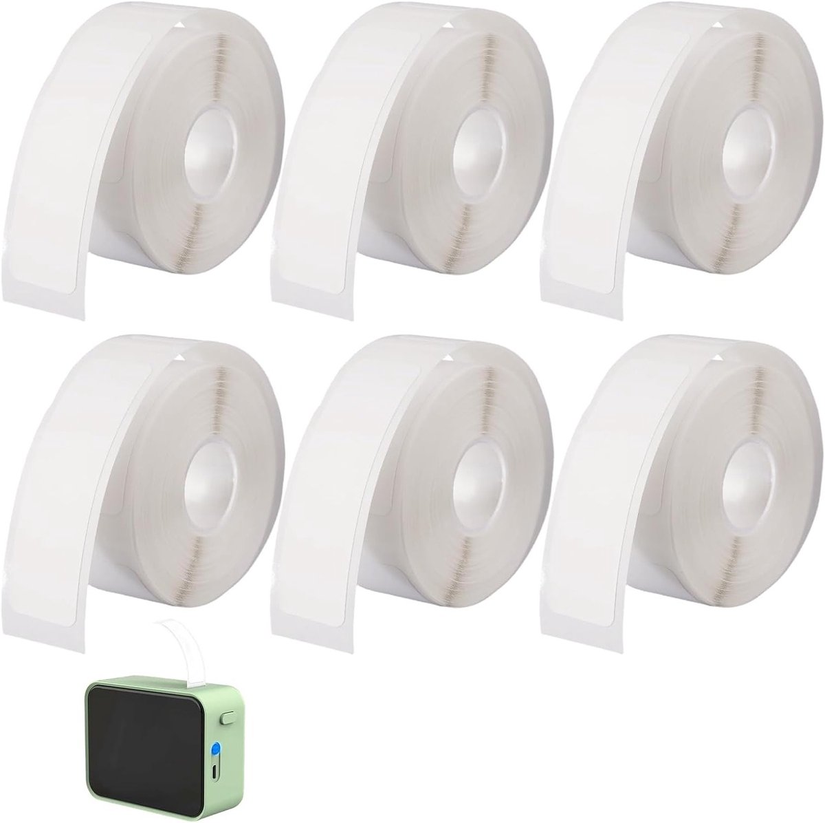 Label Tape 40 x 12 mm - 6 Rollen, Waterproof en Zelfklevend, Perfect voor Thuis, Kantoor en Schoolorganisatie, 160 Labels per Rol