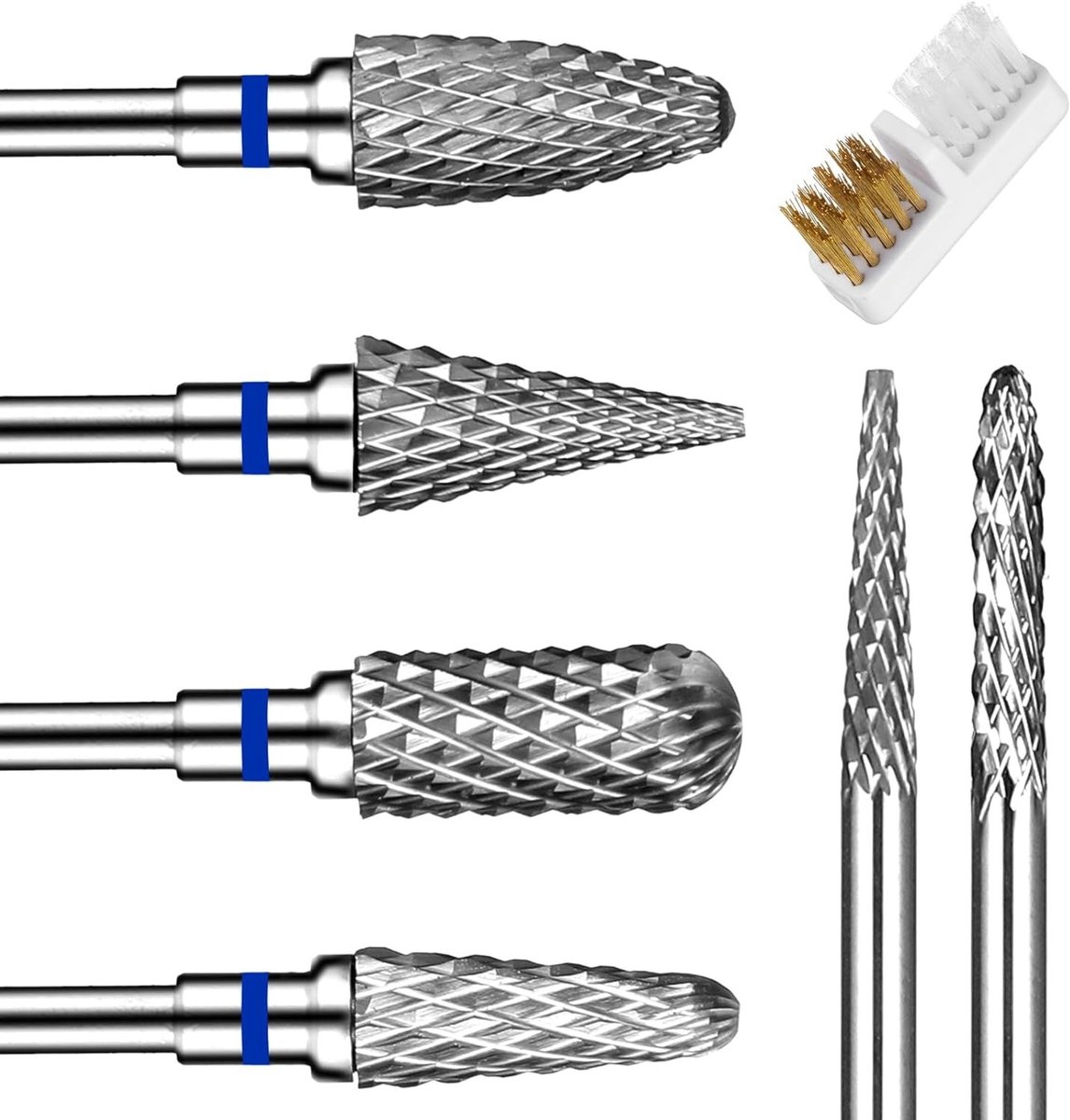 Professionele 6-delige set van carbide nagelboorbits met reinigingsborstels voor nagelverzorging, manicure en pedicure accessoires