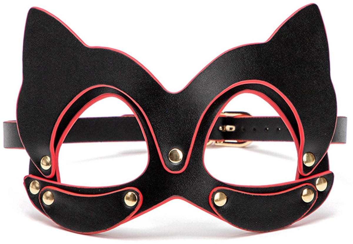 Smart Moves - Kattenmasker met Studs - Zwart/Rood