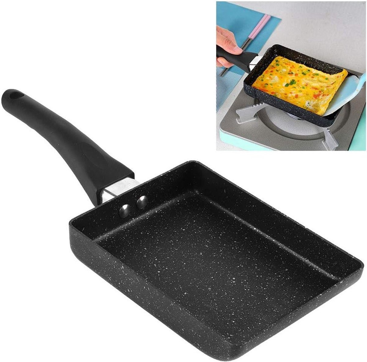 Omelet Pan voor Tamagoyaki, Keramische Antiaanbak Koekenpan met Diepe Bodem en Handgreep, Geschikt voor Gas en Inductie, Vaatwasserbestendig