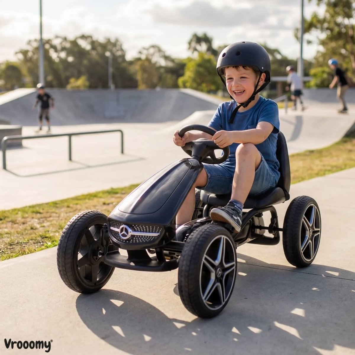 Mercedes Skelter 3 tot 7 jaar – Officieel Gelicentieerde Go Kart met Lederen Zitje & Claxon – Kindervoertuig met Verstelbaar Zadel, EVA-Wielen & Handrem – Zwart — afbeelding 4