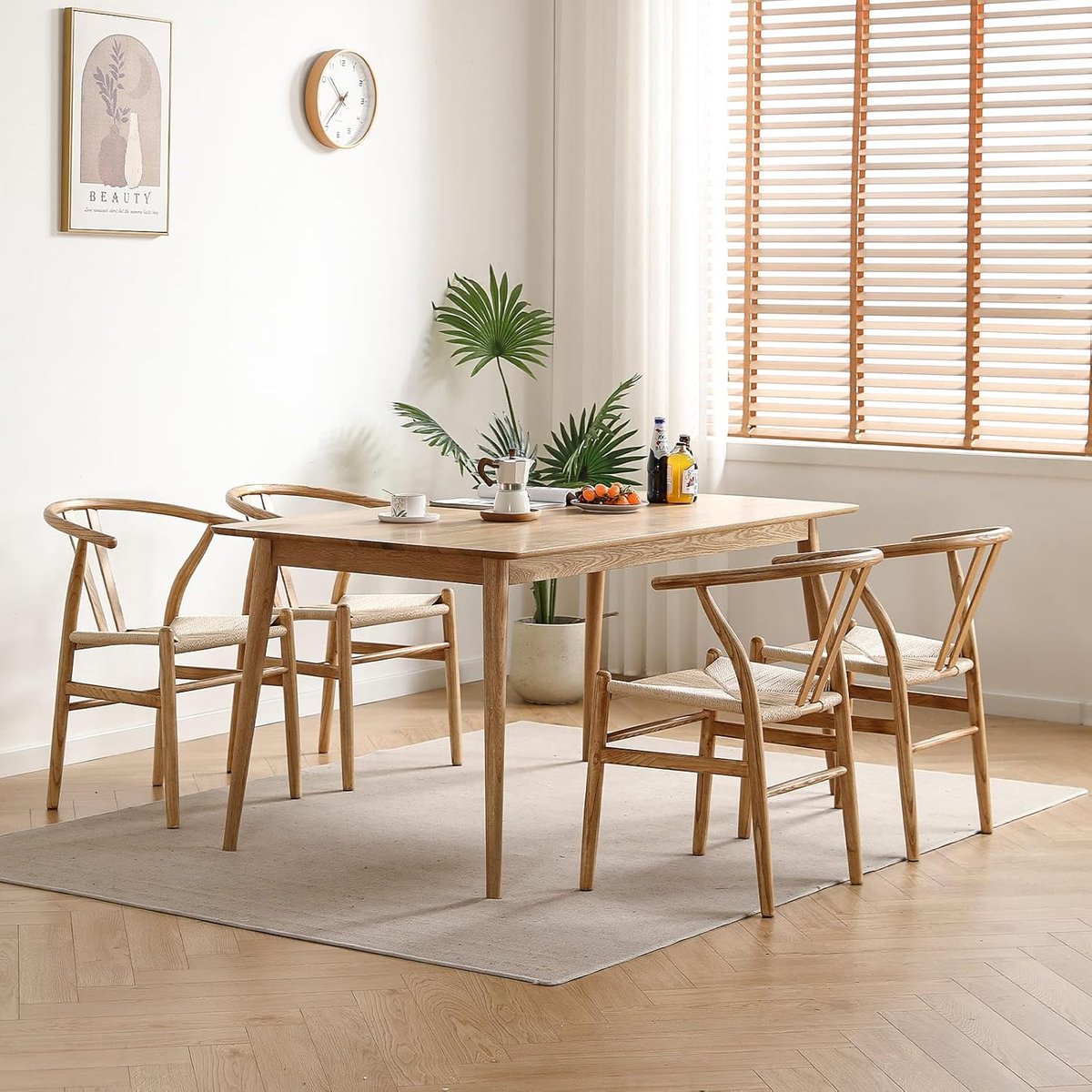 Eetkamerstoel Scandinavisch Design – Wishbone Stijl Stoel van Massief Beukenhout & Papieren Koord – Ergonomisch, Duurzaam & Voorgemonteerd – Naturel Gelakt – Meuble Paris ArtisanCraft