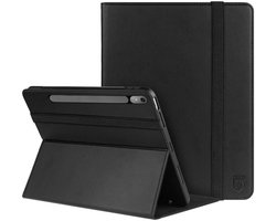 Rosso Element Book Case Hoes Geschikt voor Lenovo Tab P12 | Volledige bescherming | Elastische band | Sleep/Wake functie | Met Penhouder | Verstelbare standaard | Zwart