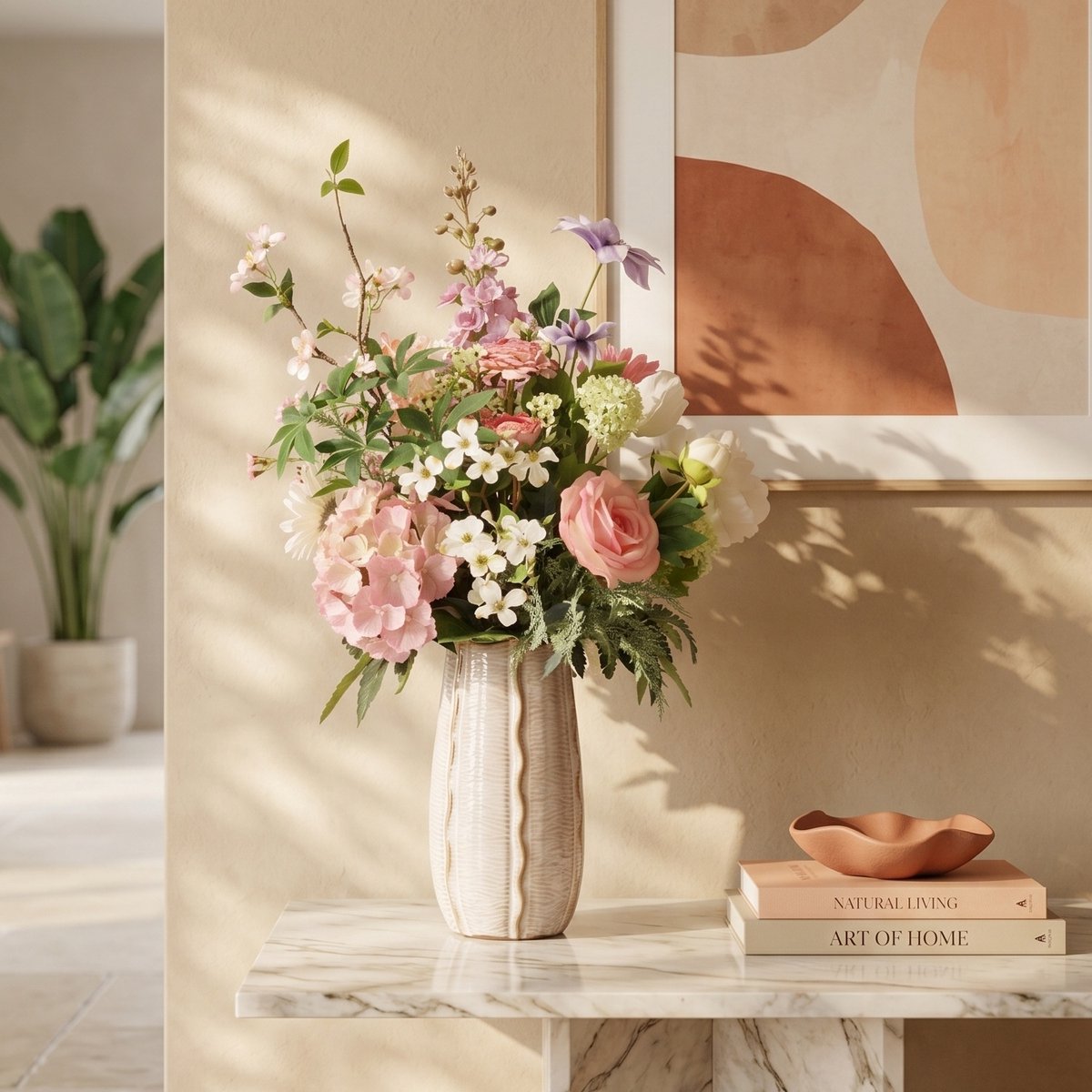 maxifleur Kunstplanten Handgebonden kunstboeket Charlotte Sarajevo - Wit/Roze 80cm Meerkleurig