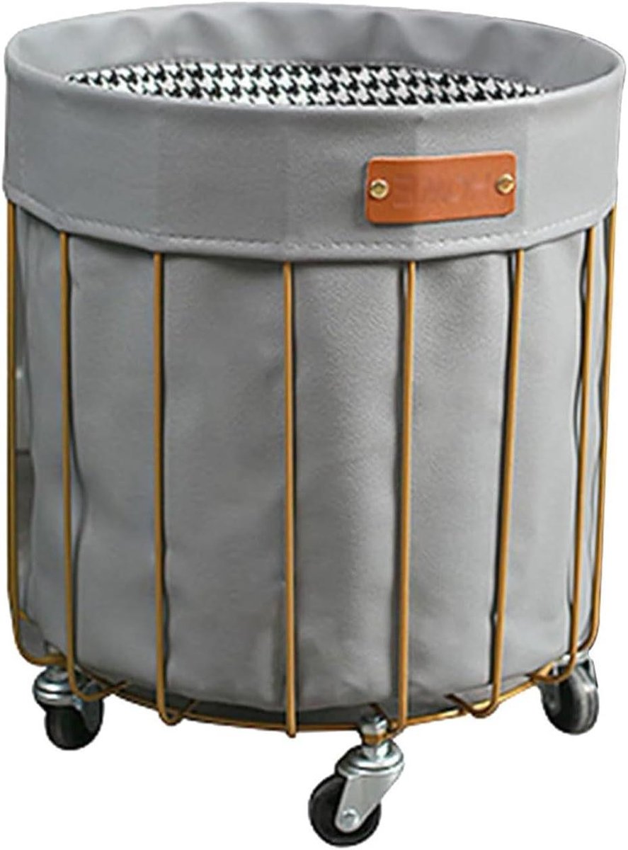 Wasmand op wielen Kledingmand opbergmand Ruimte organiseren Grote capaciteit 39x44cm Grijs