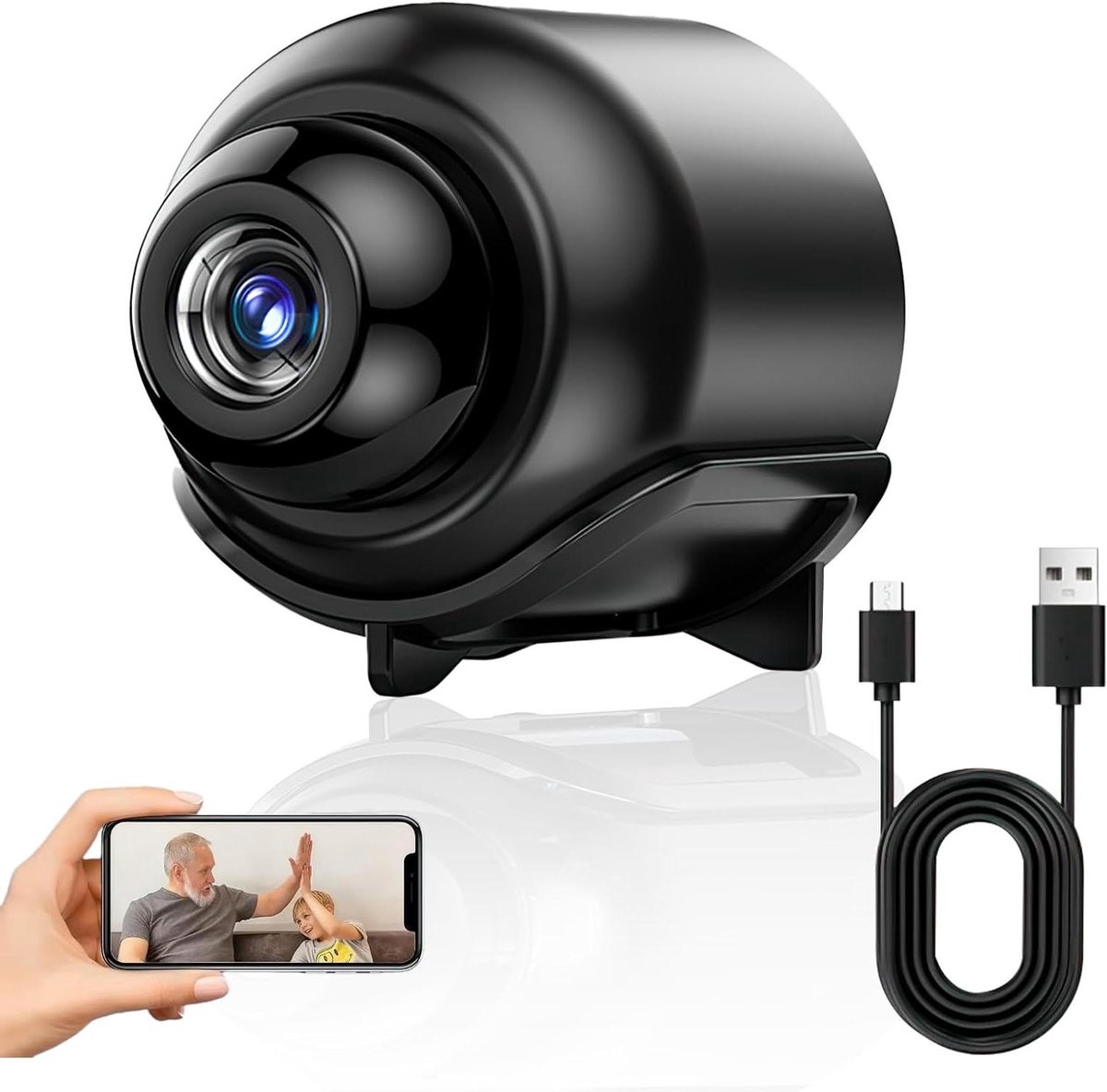 Mini Camera HD - Draadloze Beveiliging - Discreet Monitoren - Bewegingsdetectie App - 1080P Resolutie - Zwart